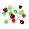 Flower Charms in Christmas Colors, 15 pieces, Glass Flower Bead Dangles in Green & Red, MM5-04 Adorabilities